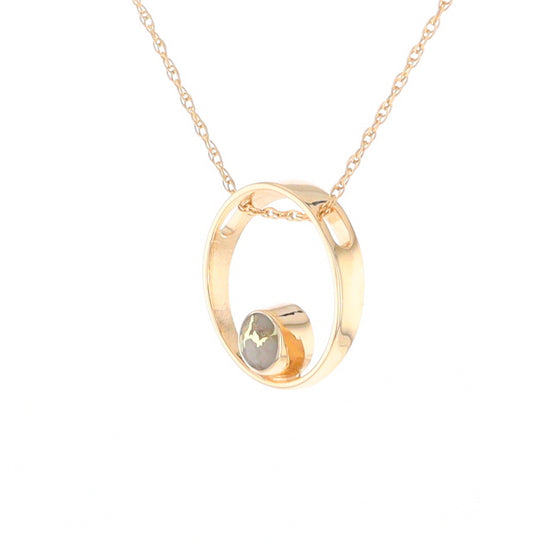 Gold Quartz Pendant Open Circle Design Round Inlay Pendant