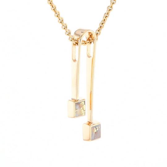 Gold Quartz 2 Square Curved Bar Pendant