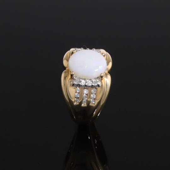 Opal Diamond Channels Ring
