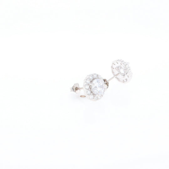 Cubic Zirconia Halo Stud Earrings