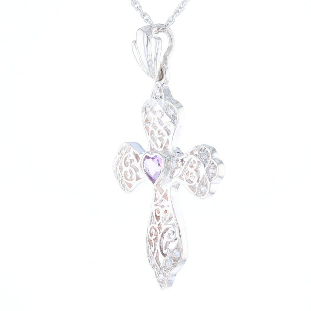 Heart Amethyst Cross Pendant