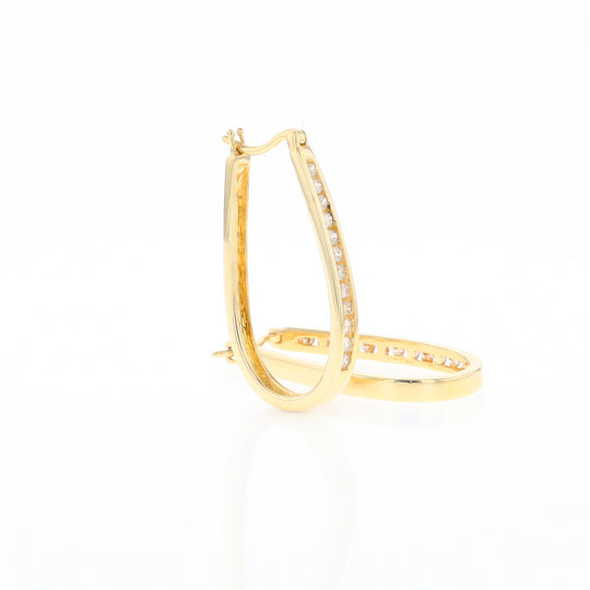 U-Shaped Channel Set Diamond Hoop Earrings