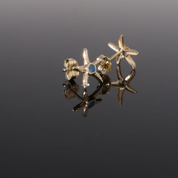 Opal Earrings Inlaid Realistic Star Fish Design Studs