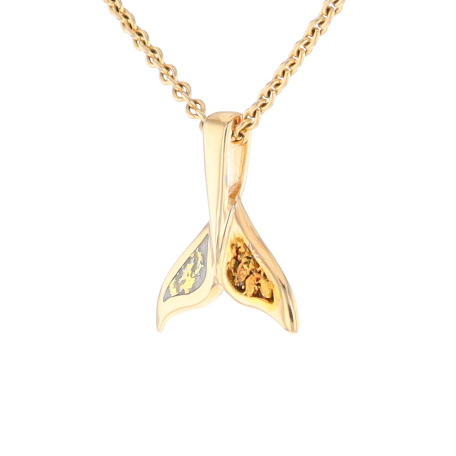 Whale Tail Necklaces Natural Gold Quartz and Nuggets Inlaid Pendant