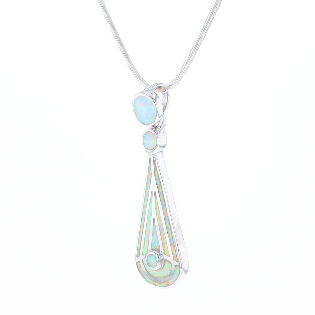 Teardrop Simulated Opal Inlay Necklace