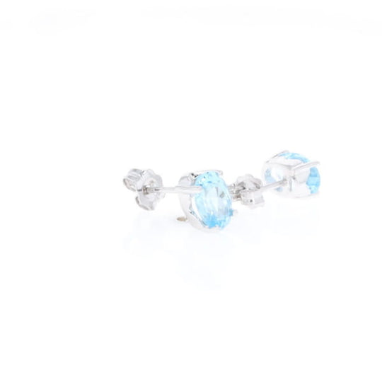 Oval Blue Topaz Stud Earrings