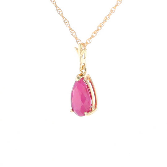 Pear Ruby Solitaire Necklace