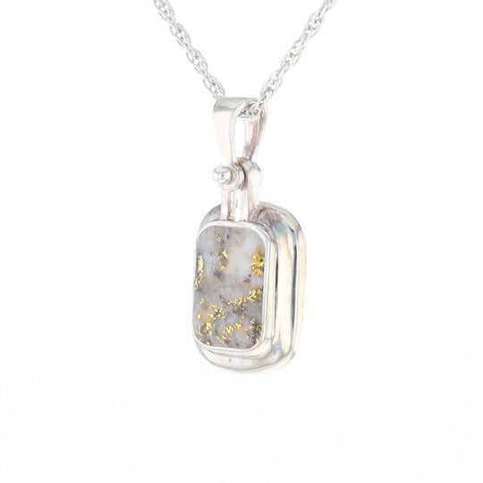 Gold Quartz Rounded Rectangle Pendant