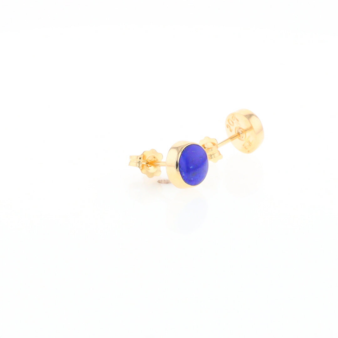 Lapis 6mm Round Inlaid Earrings