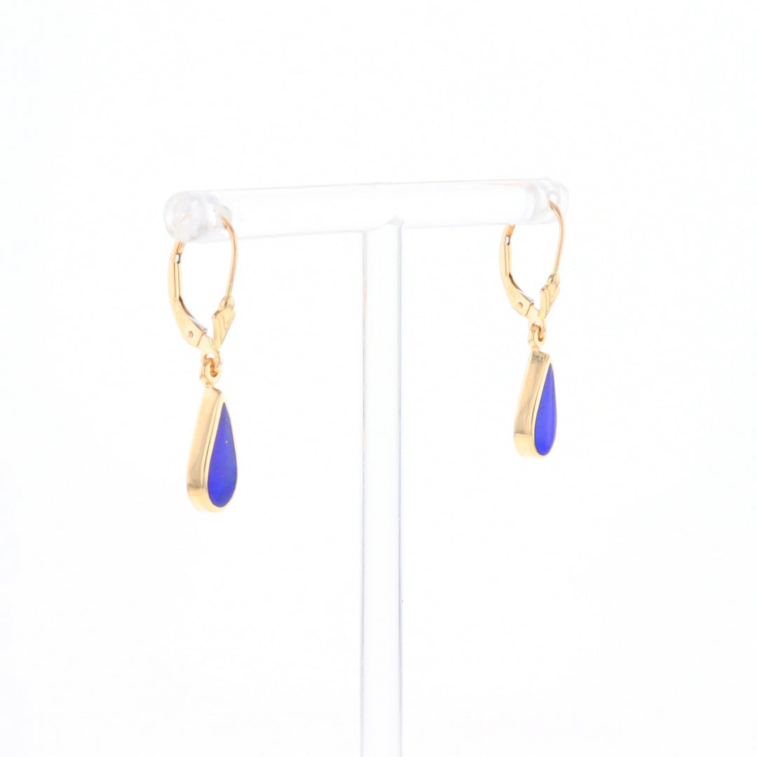 Lapis Tear Drop Inlaid Lever Backs