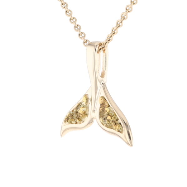 Whale Tail Natural Nuggets Double Inlaid Sea Life Pendant