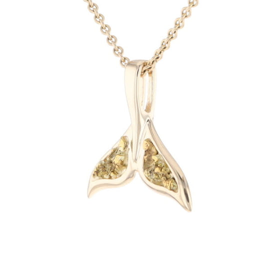 Whale Tail Natural Nuggets Double Inlaid Sea Life Pendant
