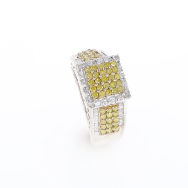 Yellow and White Diamond Filigree Design Ring