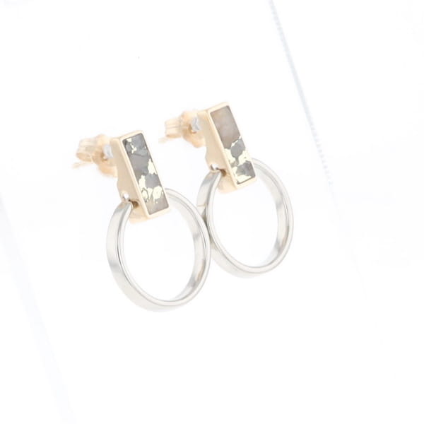 Gold Quartz Rectangle Inlaid Knocker Earrings - G2