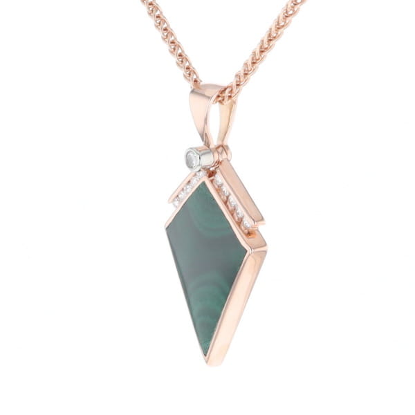Malachite Kite Shape Inlaid Pendant with 0.19ctw Diamonds