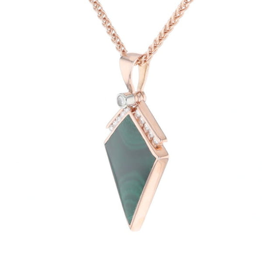 Malachite Kite Shape Inlaid Pendant with 0.19ctw Diamonds