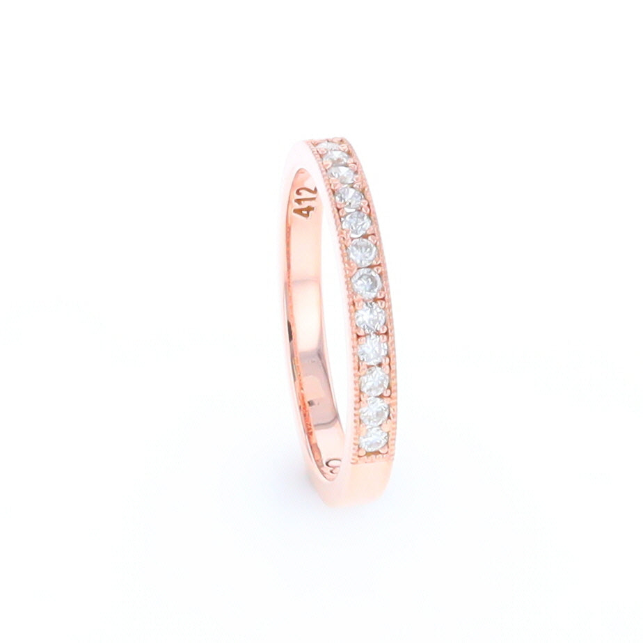 Rose Gold Milgrain Diamond Wedding Band