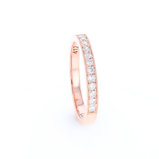 Rose Gold Milgrain Diamond Wedding Band