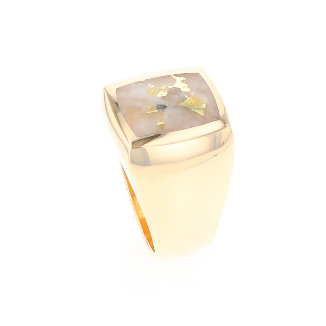 Natural Gold Quartz Men's Ring