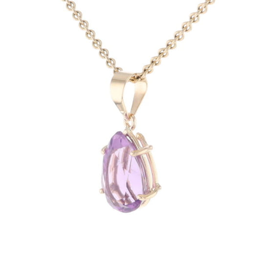 Pear Solitaire Amethyst Pendant