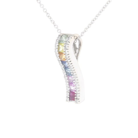 Multi-color Sapphire Necklace with Diamond Accents