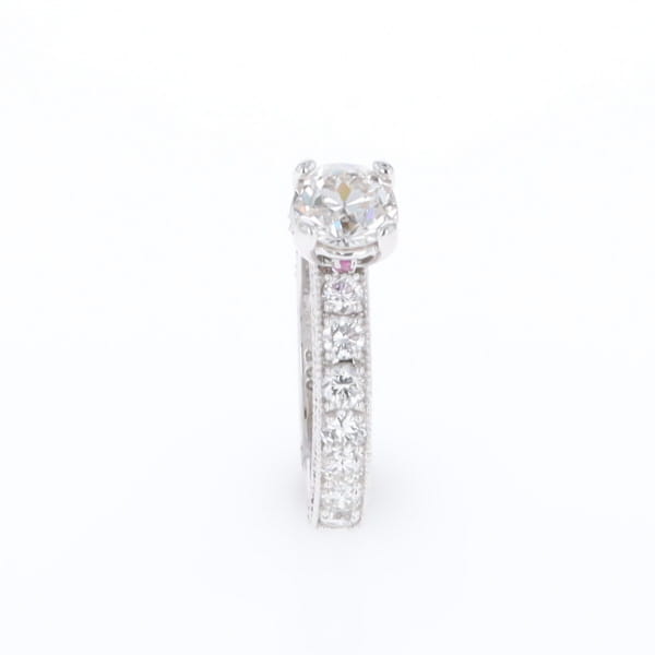 Diamond and Pink Sapphire Engagement Ring