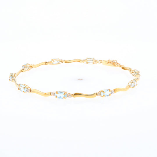 Aquamarine and Diamond Tennis Bracelet