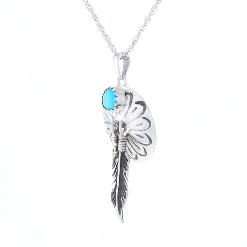 Turquoise Dream Catcher Feather Pendant