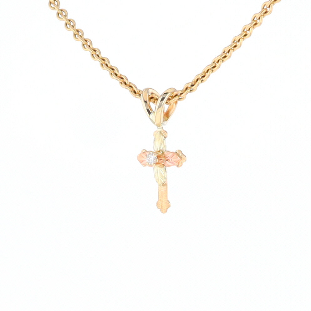 Black Hills Gold Diamond Cross Pendant