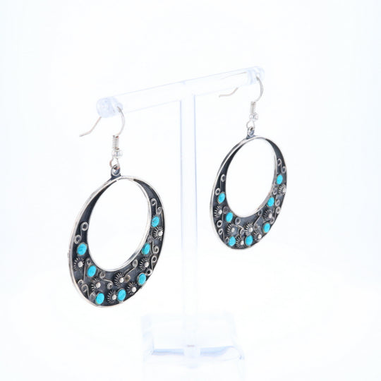 Floral Chrysocolla Hoop Earrings