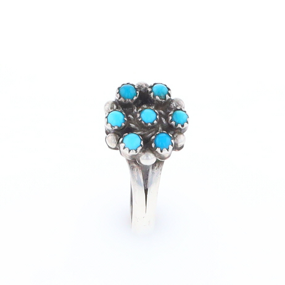 Round Turquoise Cluster Ring