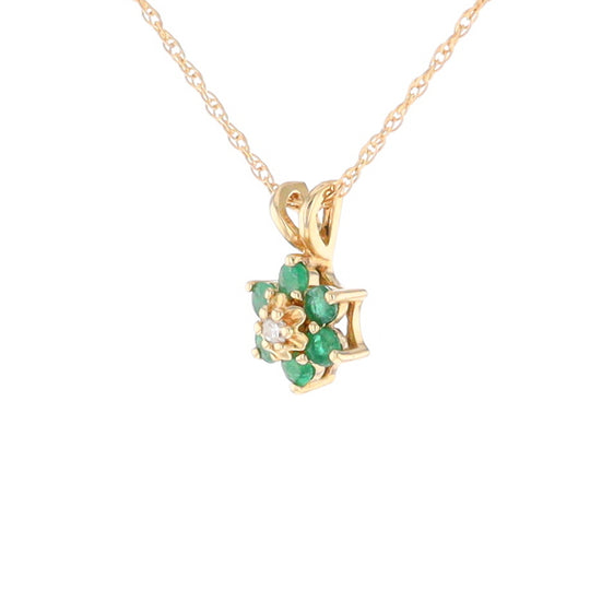 Small Emerald Flower Pendant