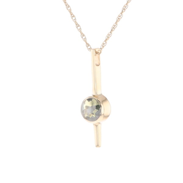 Gold Quartz Necklace Bar Design Round Fine Quality Inlaid Pendant