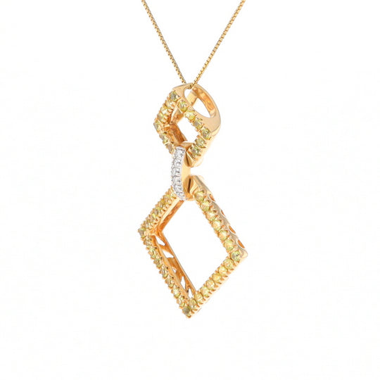 Yellow Sapphire Double Square Necklace