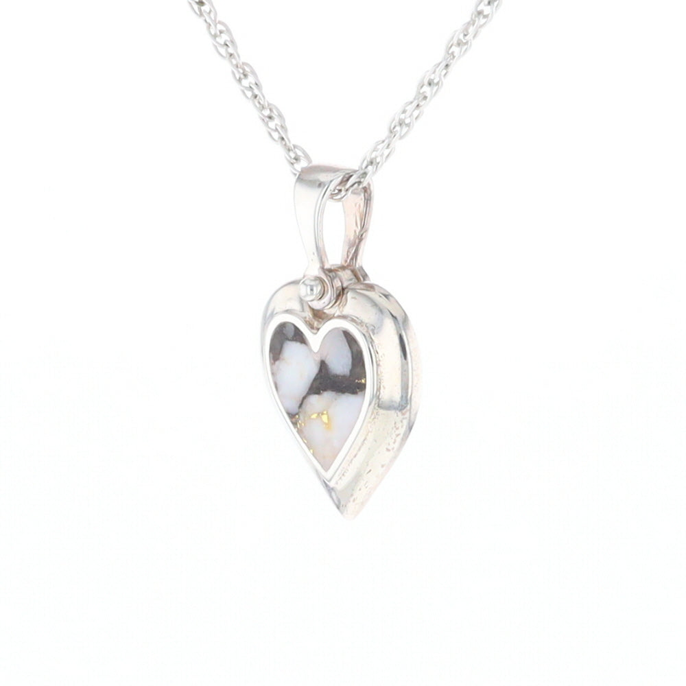 Sterling Silver Gold Quartz Inlaid Heart Pendant - G3