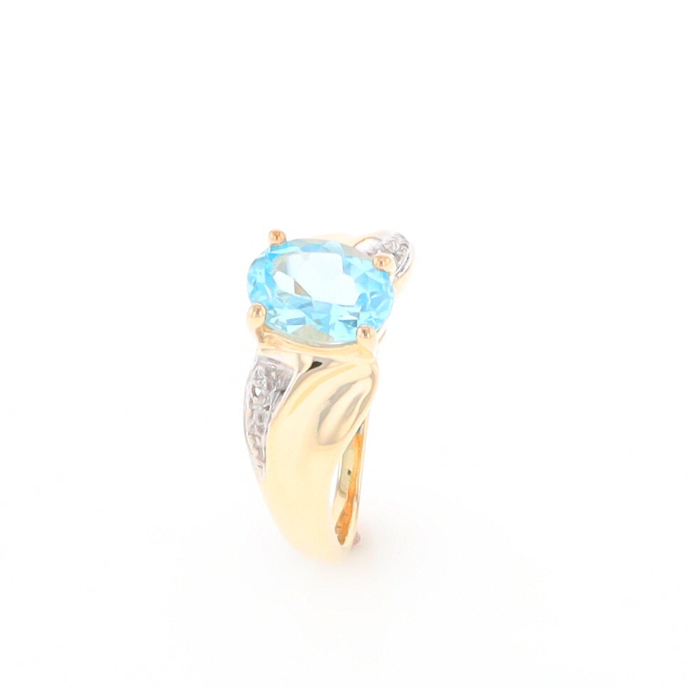 Blue Topaz Ring with Diamond Accents