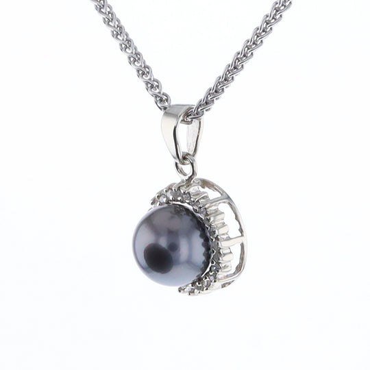 Gray Pearl Halo Pendant