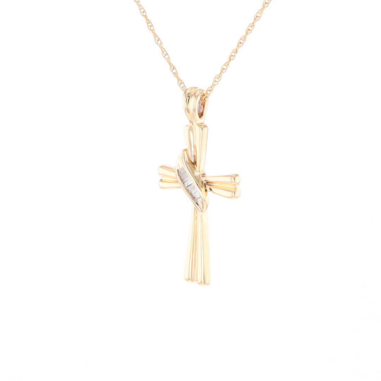 Diamond Crossover Ribbon Cross Pendant