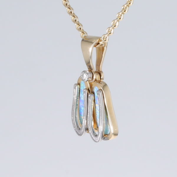 Opal Pendant Sandals Double Inlaid Design with .02ct Round Diamond