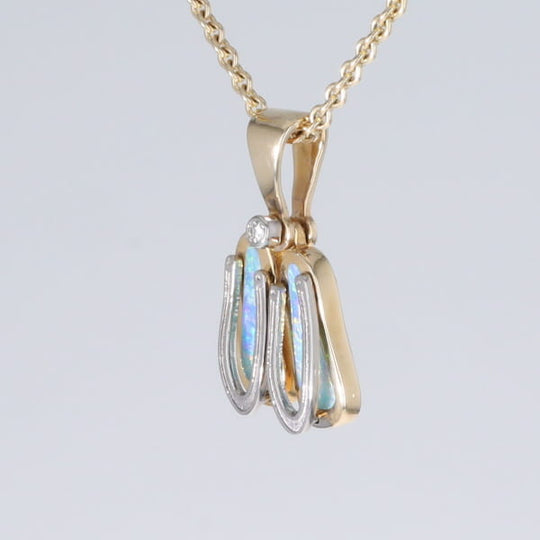Opal Pendant Sandals Double Inlaid Design with .02ct Round Diamond