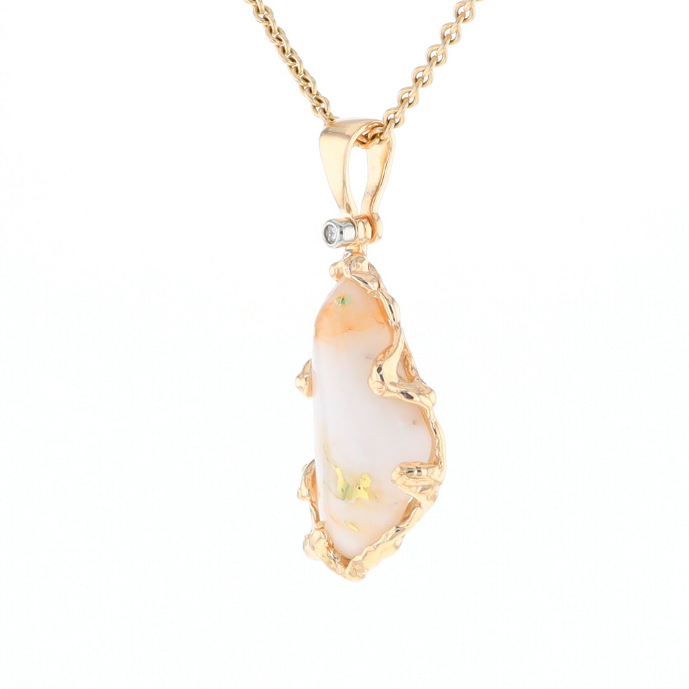 Gold Quartz Freeform Pendant