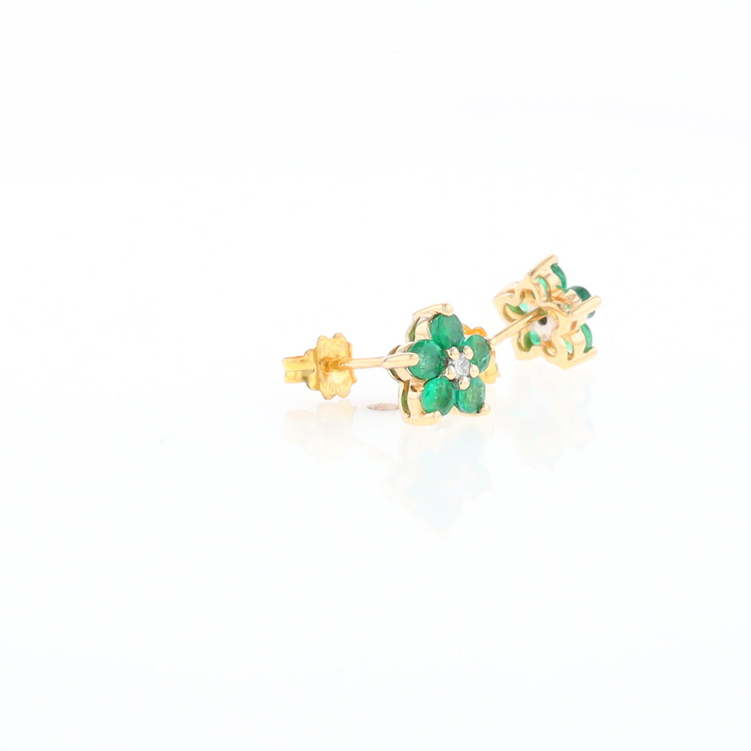 Emerald Flower Stud Earrings