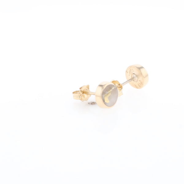 Gold Quartz Earrings Round Inlaid Studs