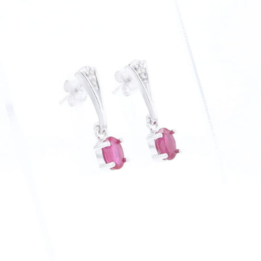 Oval Ruby Dangle Earrings
