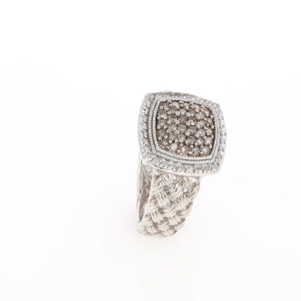 Champaign Diamond Square Braided Cluster Band