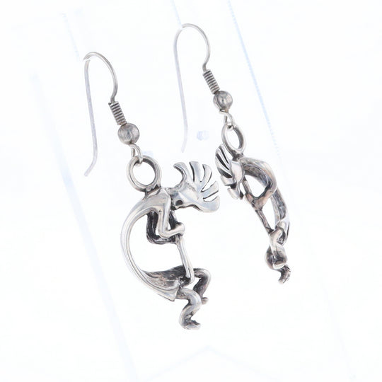 Silver Kokopelli Dangle Earrings