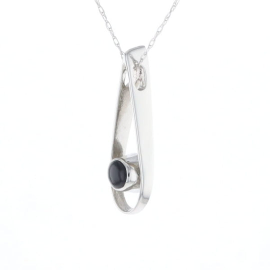 Open Teardrop Round Onyx Inlaid Pendant