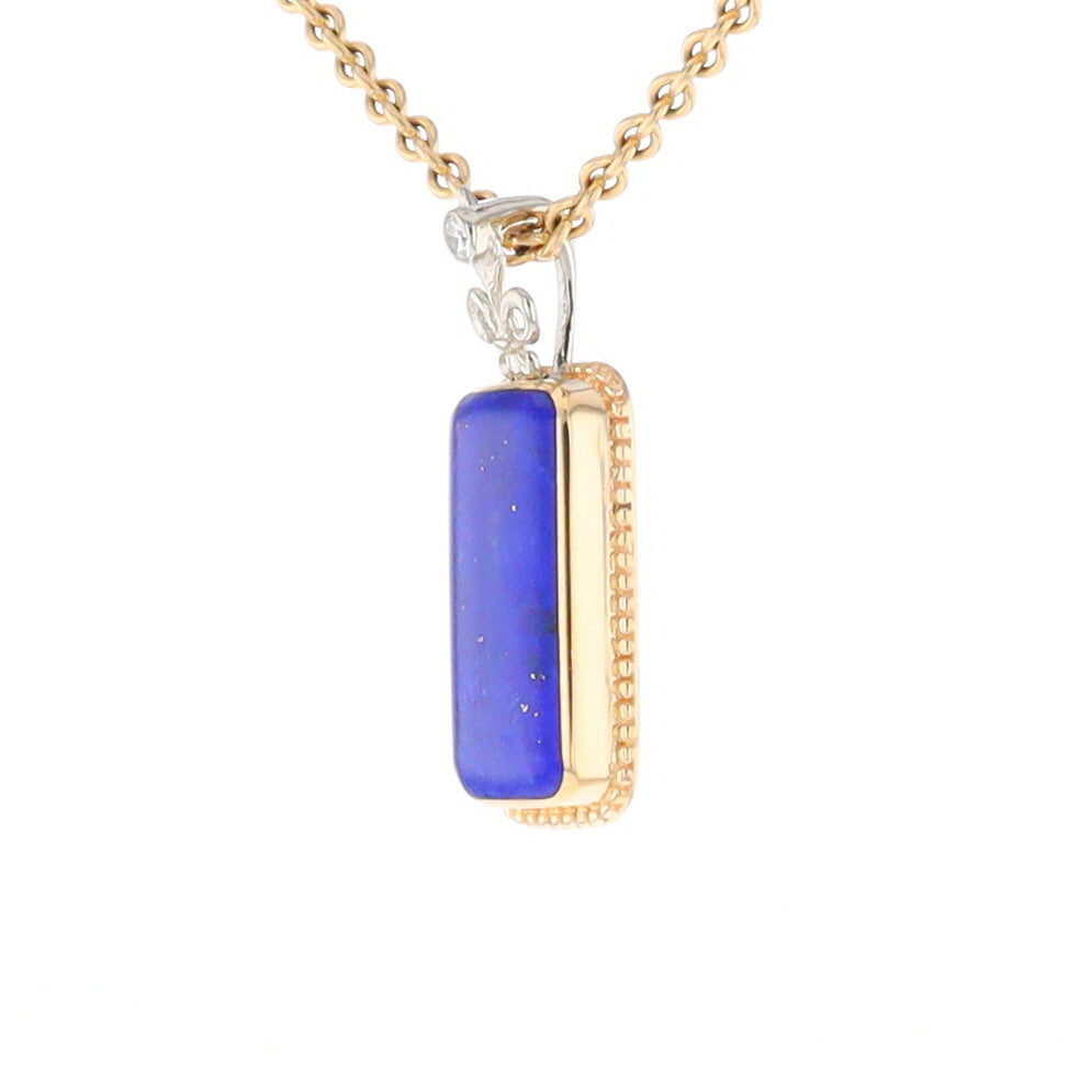 Lapis Milgrain Rectangle Pendant