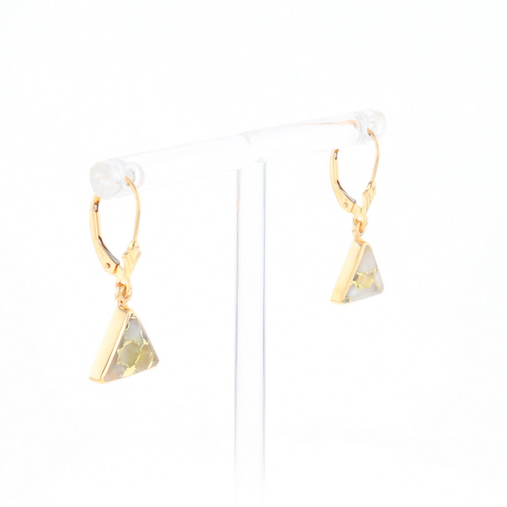 Gold Quartz Triangle Inlaid Earrings - G2