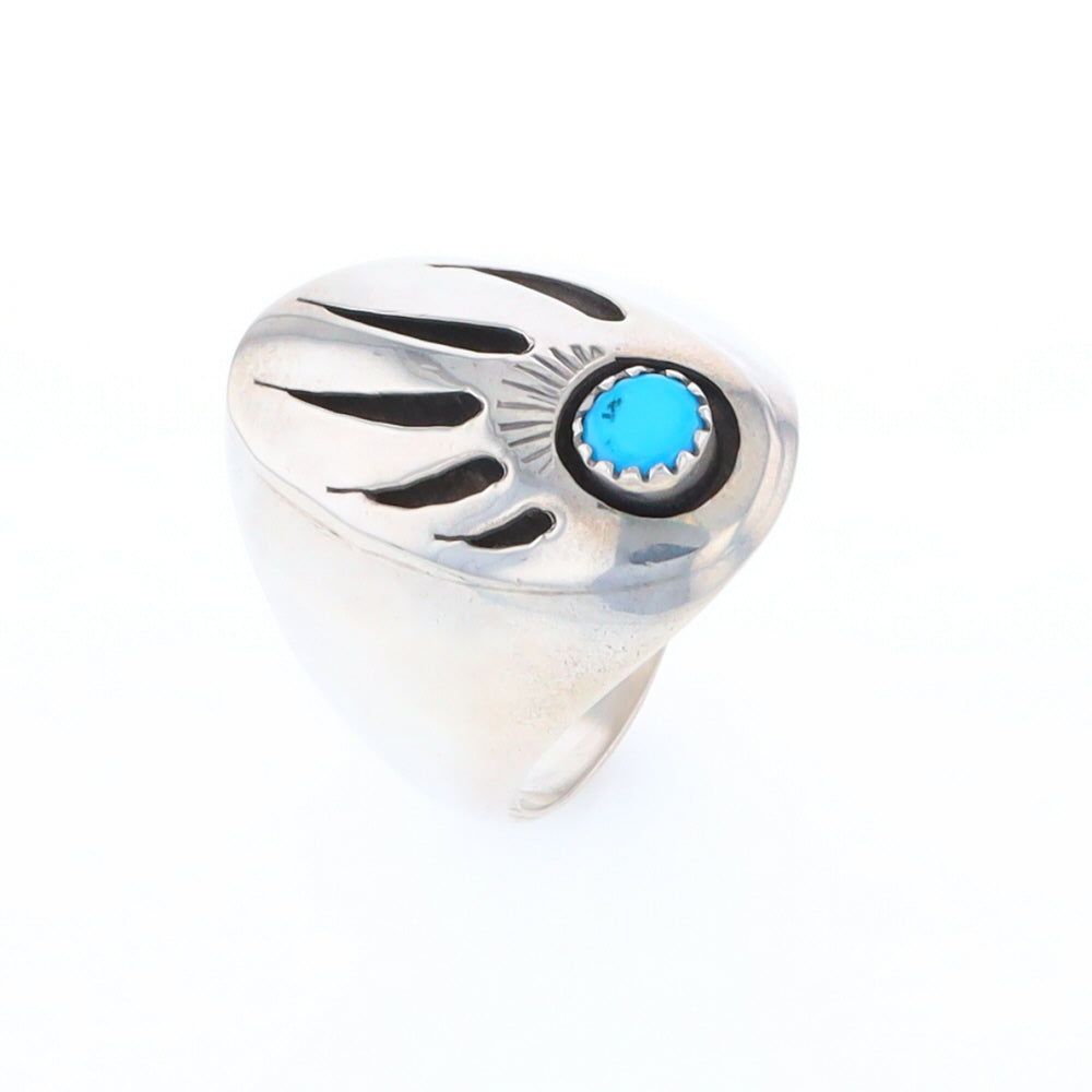 Mens Native Turquoise Bear Claw Ring